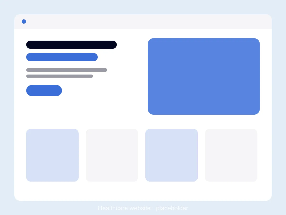 Healthcare website homepage with appointment booking